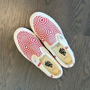 vans red checkered wavy sneakers